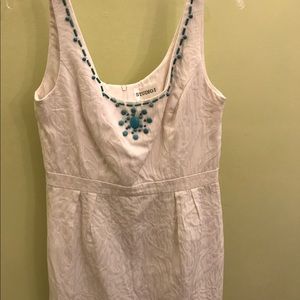 White Brocade Dress with Jade Accents